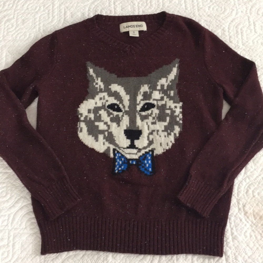 Boy’s Wolf Sweater, Lands End, Size 8